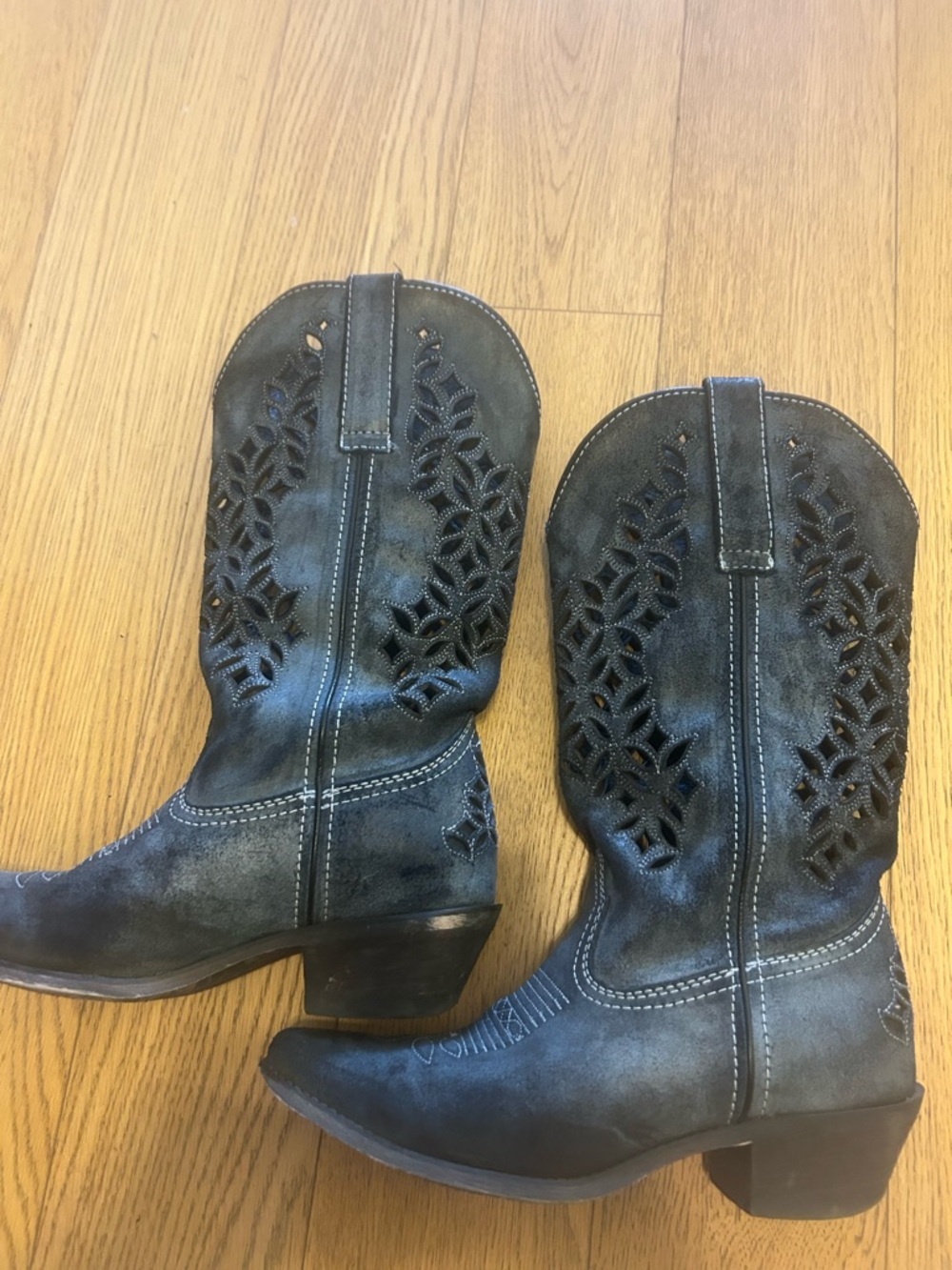 Women's Distressed blue Cutout Western Boots